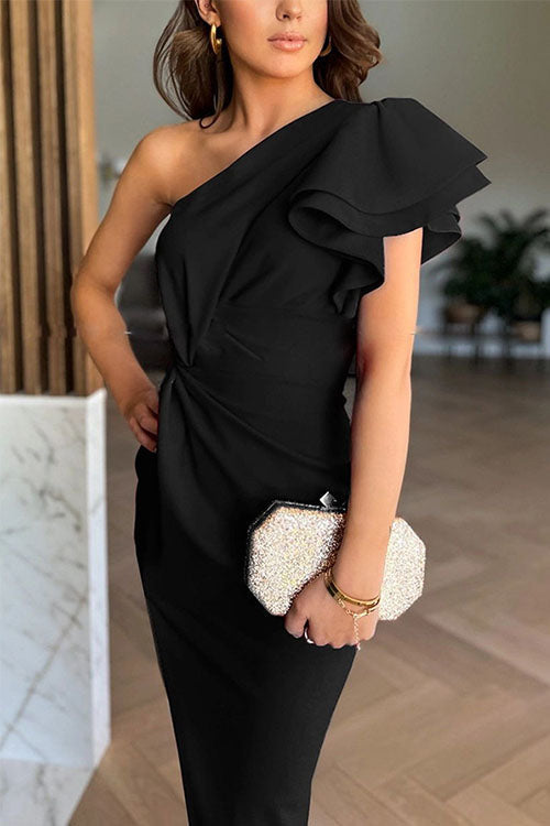 Mya | Off-Shoulder Slit Midi Dress