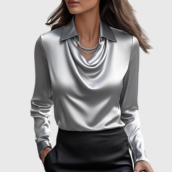 MAURINA | BLOUSE WITH DRAPED COLLAR