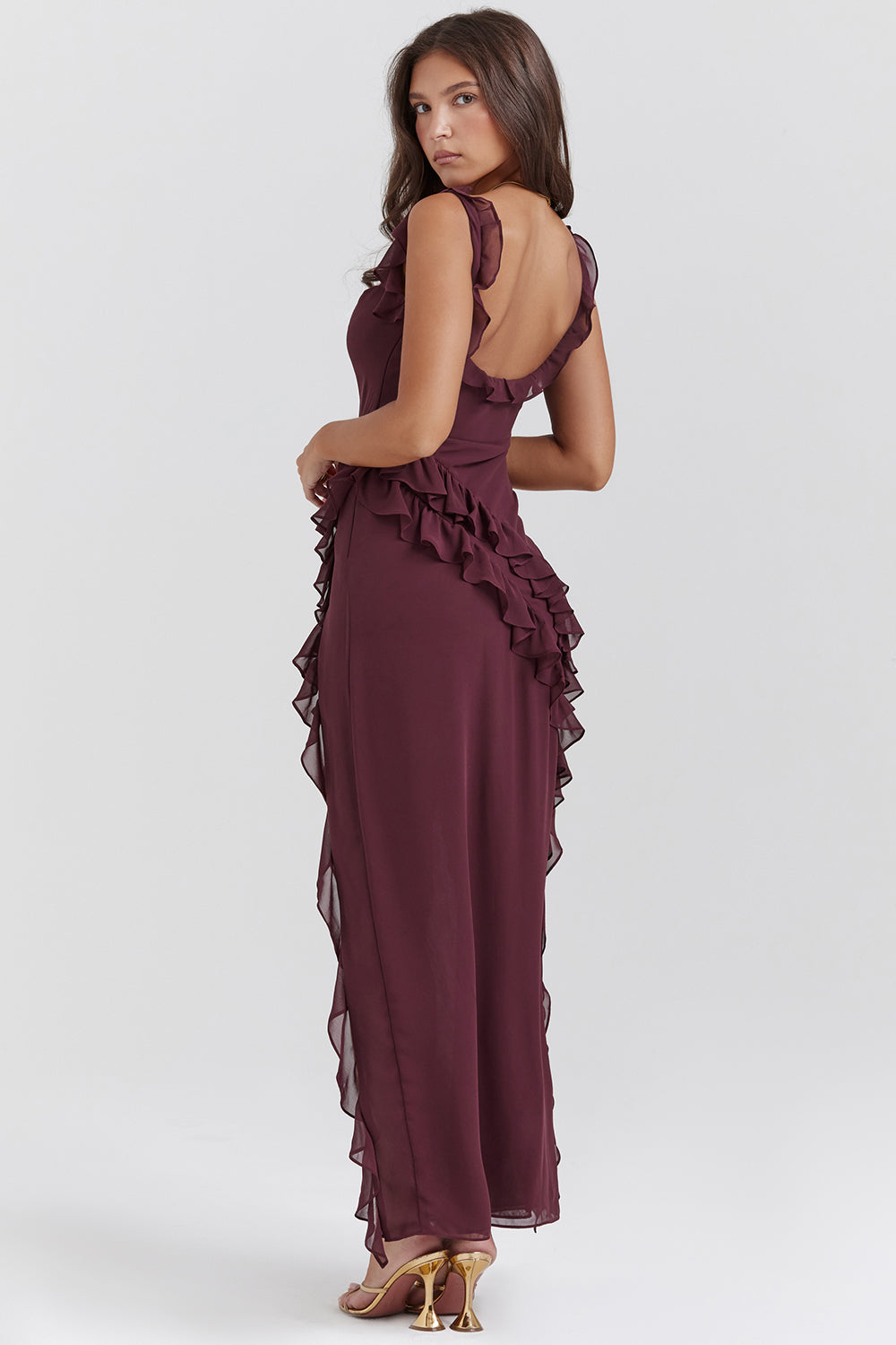 Delilah | Elegant Ruffle Slit Dress