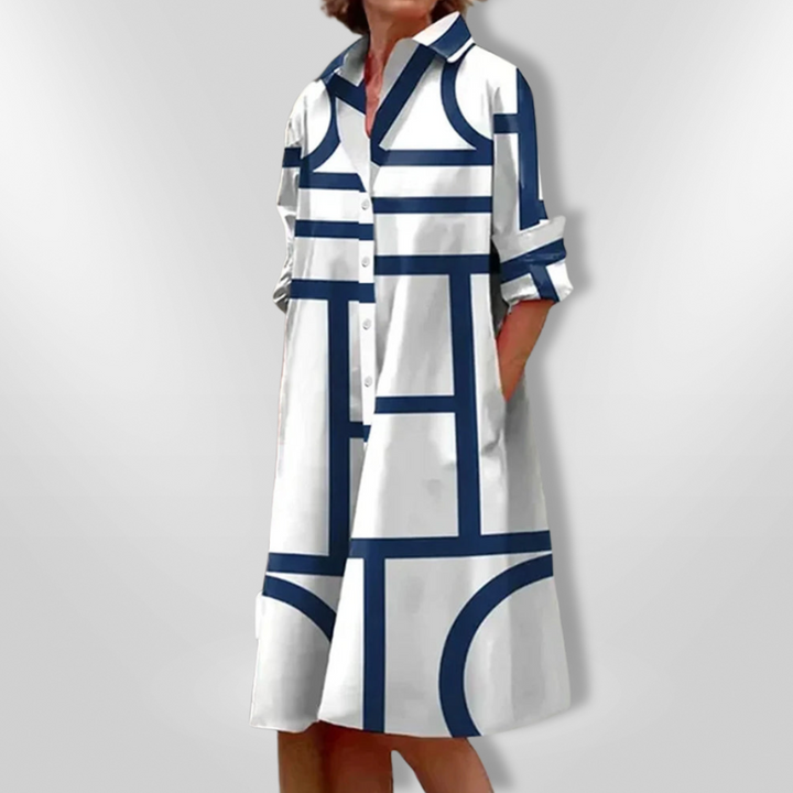 LORENA | MIDI DRESS WITH GEOMETRIC PATTERN