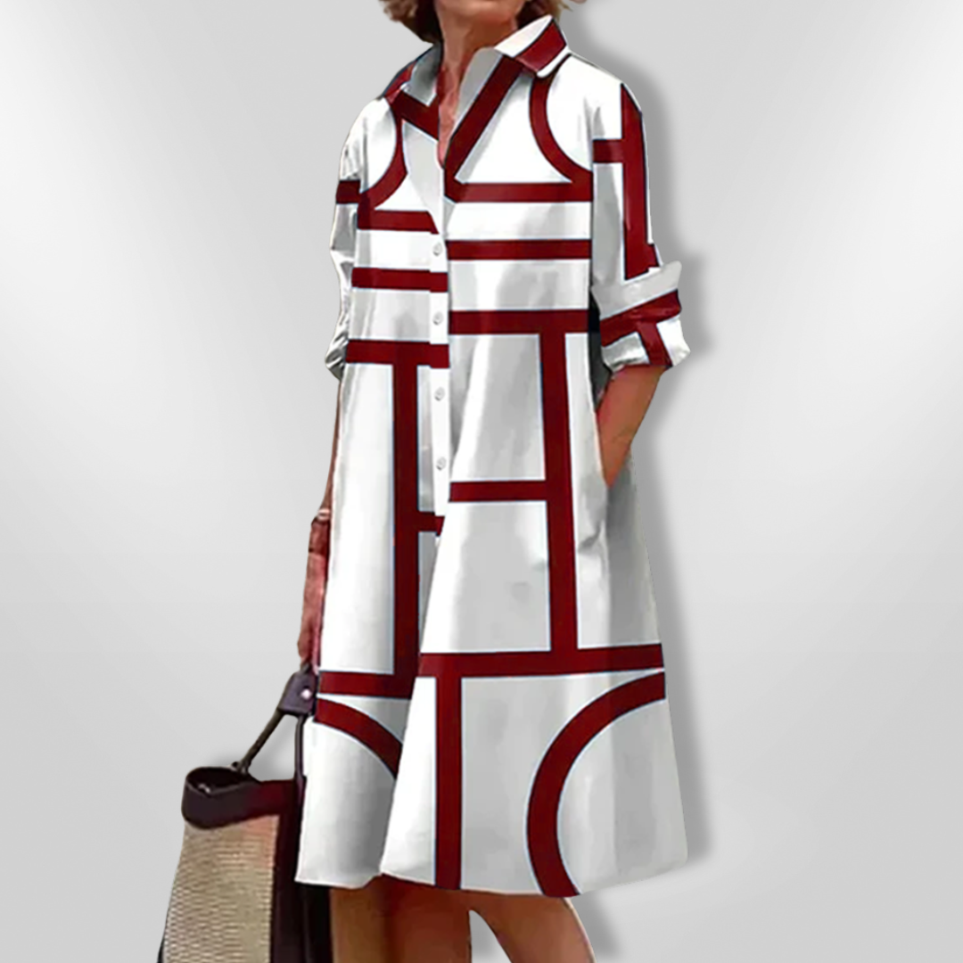 LORENA | MIDI DRESS WITH GEOMETRIC PATTERN