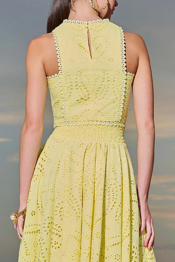 INESA | TWO-PIECE SET WITH EMBROIDERY AND HIGH-WAIST MAXI SKIRT