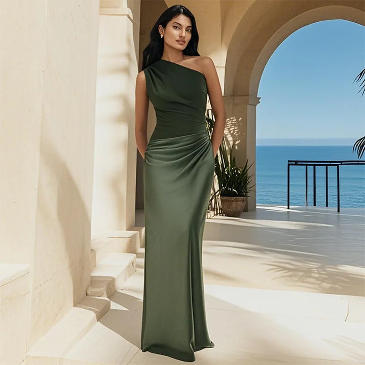 Griselda | One-Shoulder Satin Maxi Dress