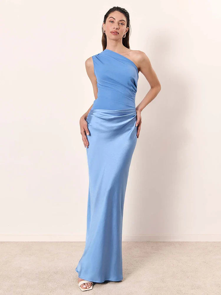 Sophia | One-Shoulder Satin Maxi Dress