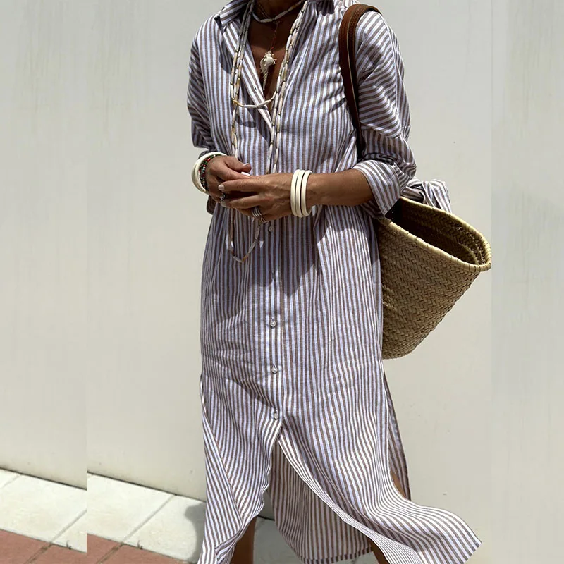 Vivian | Striped Shirt Dress