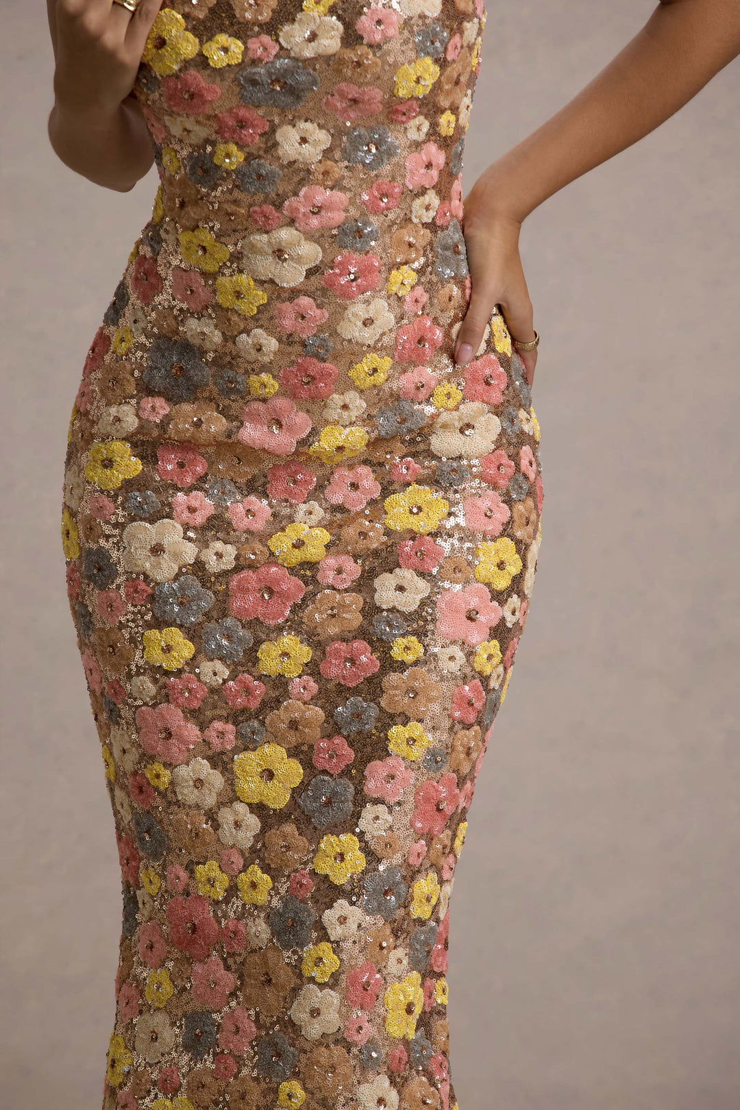 NALINA | FLORAL SEQUIN MAXI DRESS
